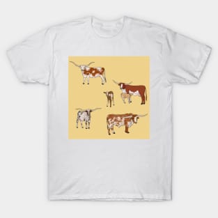 Texas Longhorn Pattern Yellow T-Shirt